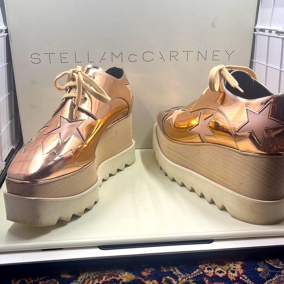 Stella McCartney Women's Elyse Star Cutout Wedge pink stars platforms 5.5-6 - Picture 6 of 16